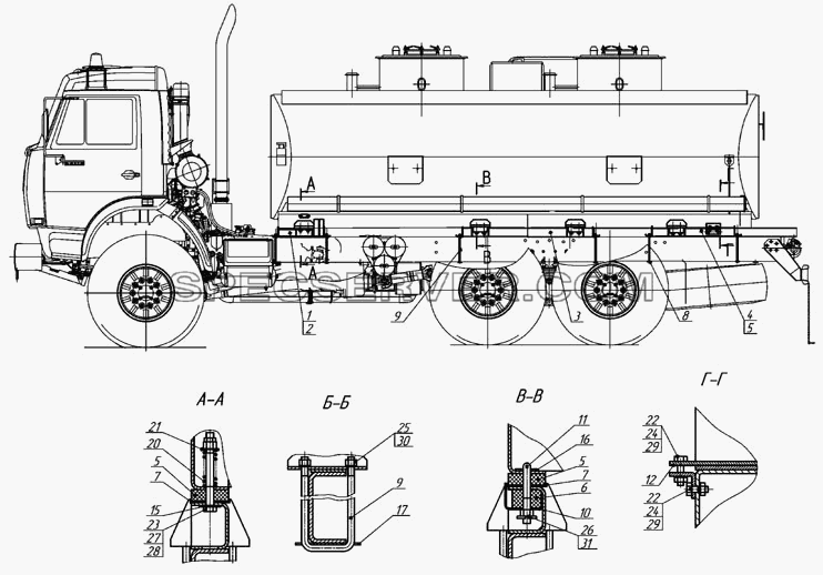 66062-8516000 Установка цистерны для НефАЗа-6606 (список запасных частей)