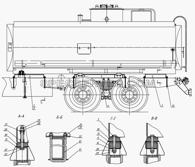 6606-8516000 Установка цистерны для НефАЗа-6606 (список запасных частей)