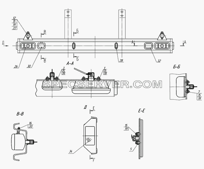 2Э66061-3716010 Установка задних фонарей для НефАЗа-6606 (список запасных частей)