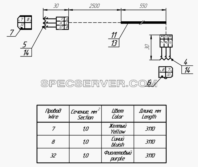 2Э66061-3724040 Жгут датчика уровня для НефАЗа-6606 (список запасных частей)