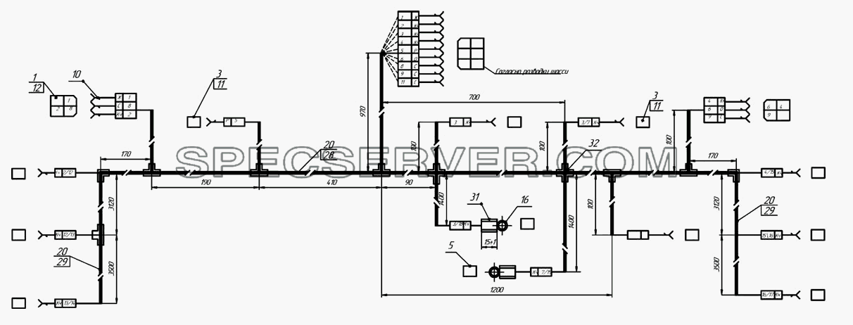 66052-3724030 Доработка жгута задних фонарей для НефАЗа-6606 (список запасных частей)