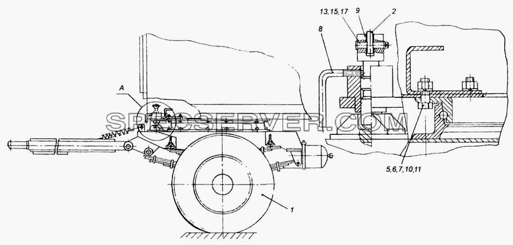 Установка передней тележки для НефАЗа-8560 (список запасных частей)