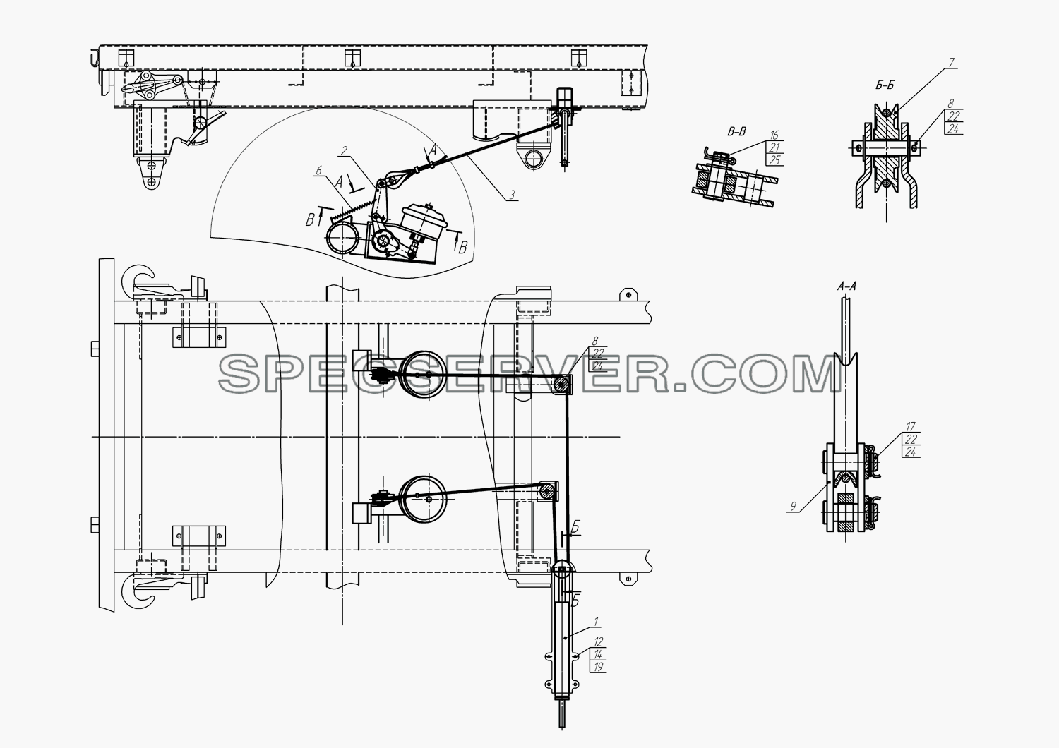 8602-3508001 Установка стояночного тормоза для НефАЗа-8602 (список запасных частей)