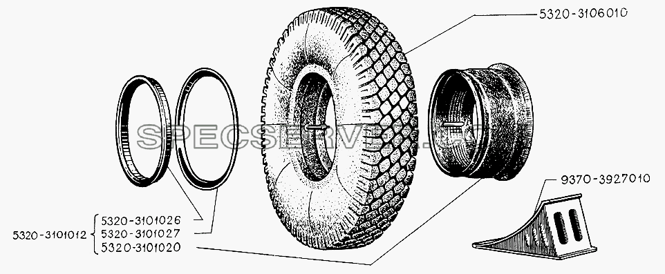 Колесо с шиной для НефАЗа-937006/07-01 (список запасных частей)