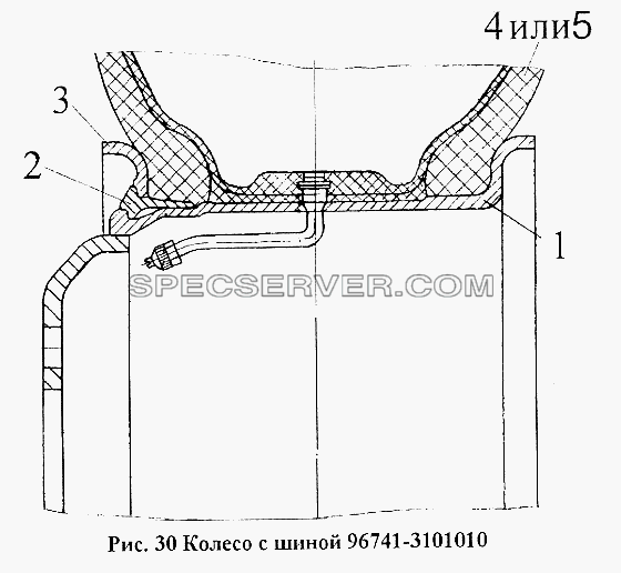 Колесо с шиной 96741-3101010 для НефАЗа-96741 (список запасных частей)