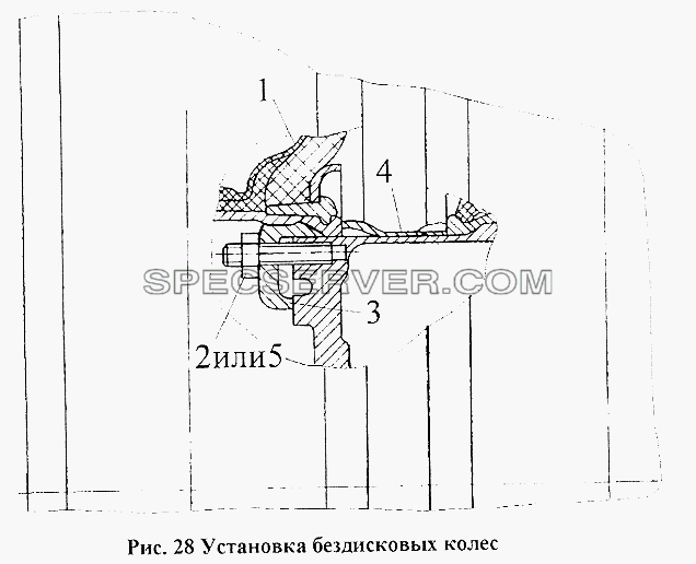Установка бездисковых колес для НефАЗа-96741 (список запасных частей)