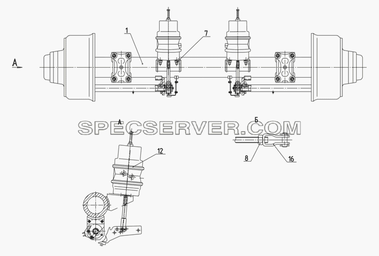 9693-2410005-15 Ось с тормозными камерами (энергоаккумуляторами) для НефАЗа-96891-10 (список запасных частей)