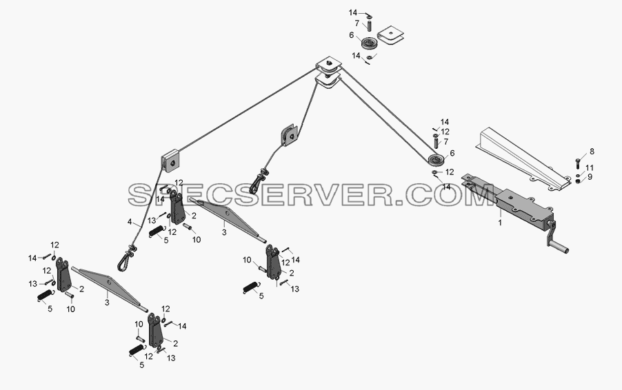 96891-3508001 Установка привода стояночного тормоза(вариант с тормозными камерами) для НефАЗа-96891-10 (список запасных частей)