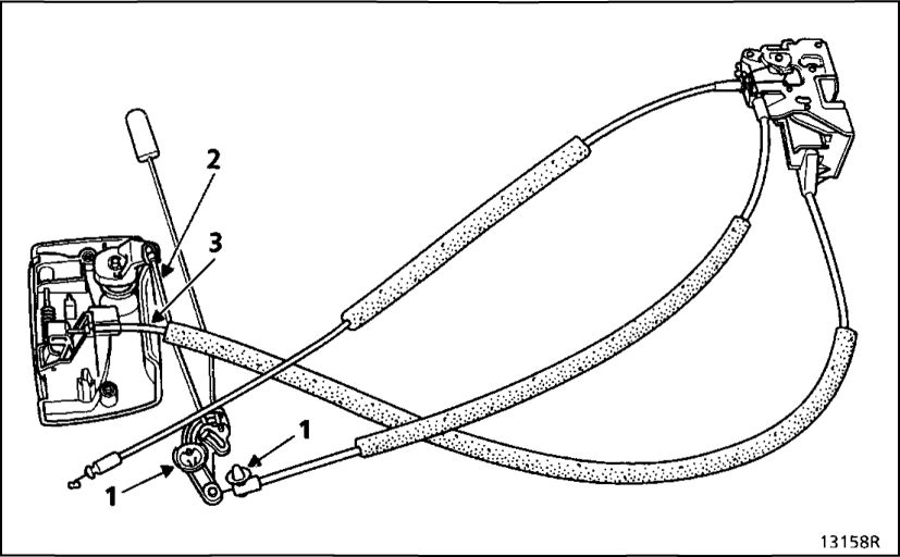 9. Кнопка блокировки и замок сдвижной двери Renault Kangoo 1997-2007