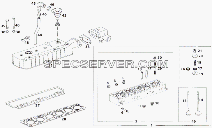 CYLINDER HEAD AND COVER для LP/LPT 613 LHD (список запасных частей)