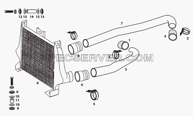INTERCOOLER AND CONNECTIONS для LP/LPT 613 LHD (список запасных частей)