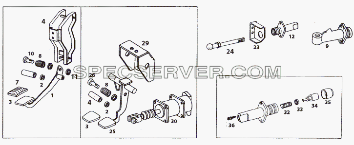 CLUTCH AND BRAKE CONTROLS для LP/LPT 613 LHD (список запасных частей)