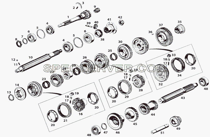 GEAR SHAFT AND GEAR для LP/LPT 613 LHD (список запасных частей)