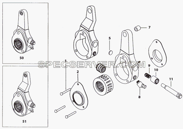 FRONT AND REAR SLACK ADJUSTER для LP/LPT 613 LHD (список запасных частей)