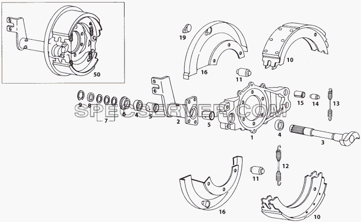 FRONT WHEEL BRAKE (S-CAM) ABS для LP/LPT 613 LHD (список запасных частей)
