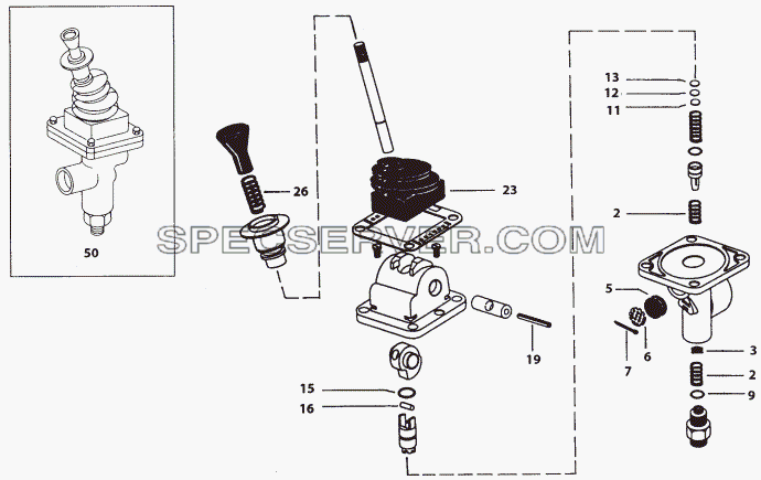 GRADUATED HAND BRAKE VALVE для LP/LPT 613 LHD (список запасных частей)