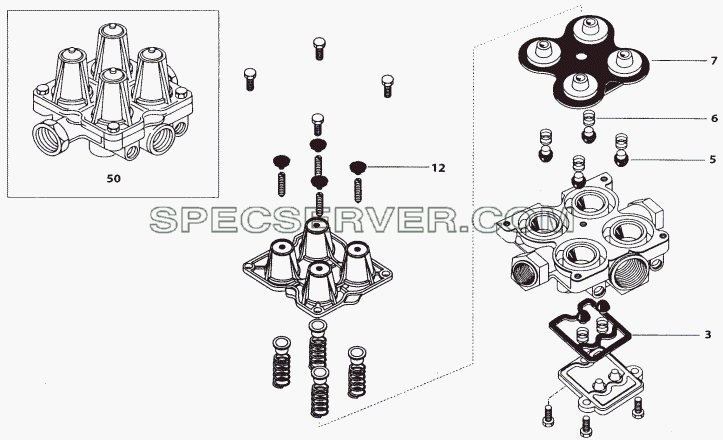 QUADRUPLE SYSTEM PROTECTION VALVE для LP/LPT 613 LHD (список запасных частей)