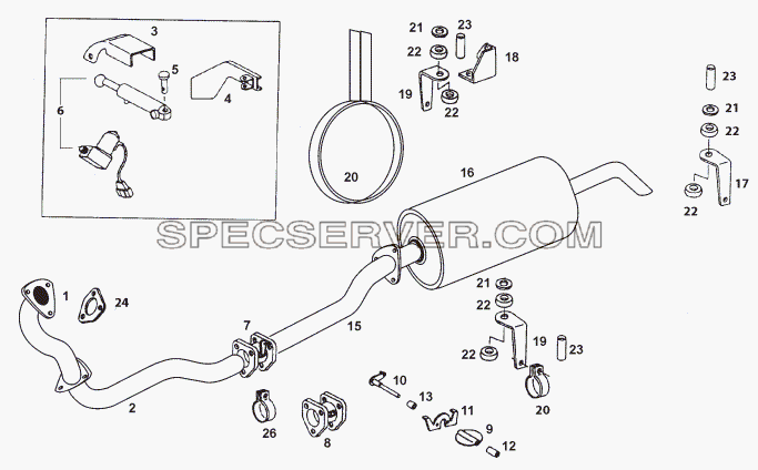 EXHAUST SYSTEM для LP/LPT 613 LHD (список запасных частей)
