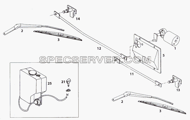 WIPER MOTOR AND LINKAGES для LP/LPT 613 LHD (список запасных частей)