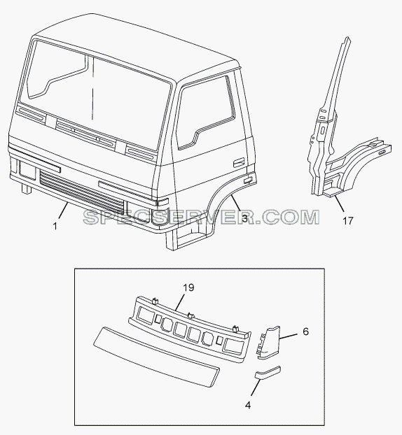 CAB/COWL для LPT 613/34 WB Euro III (список запасных частей)