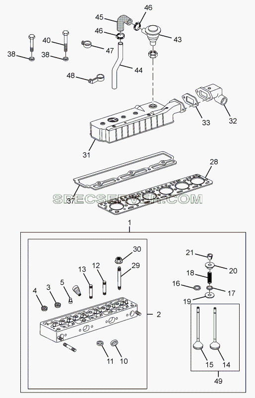 CYLINDER HEAD AND COVER для LPT 613/34 WB Euro III (список запасных частей)
