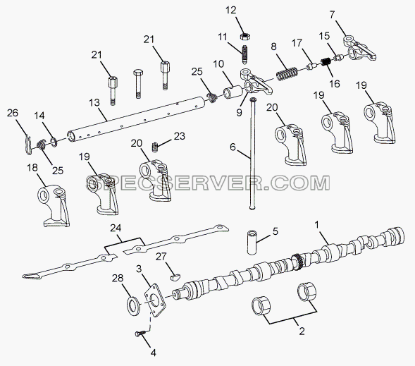ENGINE TIMING (CAMSHAFT AND COMPONENTS) для LPT 613/34 WB Euro III (список запасных частей)