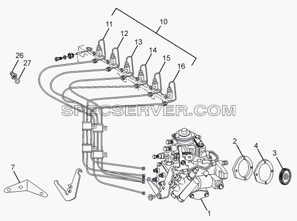 FUEL INJECTION EQUIPMENT CHASSIS TYPE: 381313 для LPT 613/34 WB Euro III (список запасных частей)