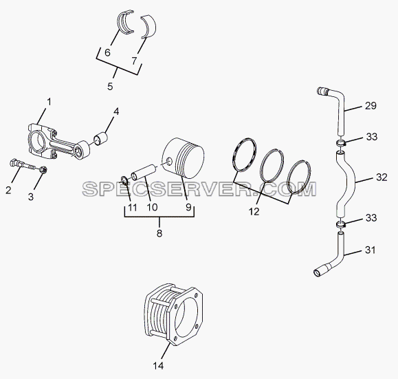 AIR COMPRESSOR 94 DIA для LPT 613/34 WB Euro III (список запасных частей)