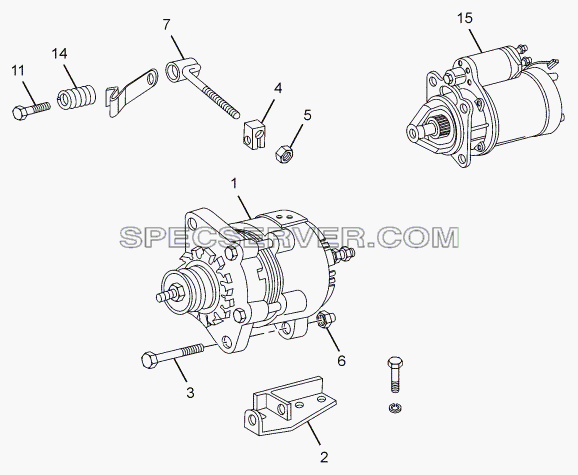 ALTERNATOR AND STARTER для LPT 613/34 WB Euro III (список запасных частей)