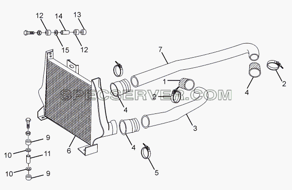 INTERCOOLER AND CONNECTIONS для LPT 613/34 WB Euro III (список запасных частей)