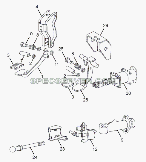 CLUTCH AND BRAKE CONTROLS для LPT 613/34 WB Euro III (список запасных частей)