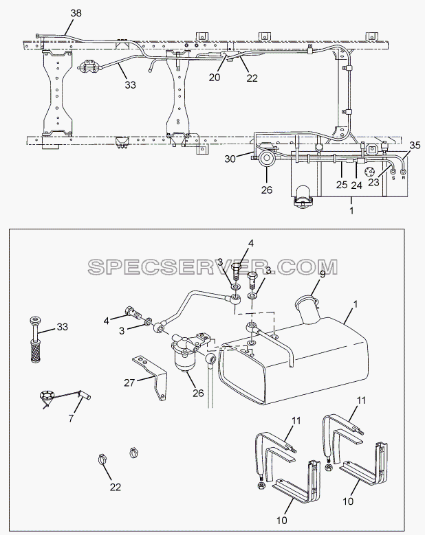 FUEL SYSTEM для LPT 613/34 WB Euro III (список запасных частей)