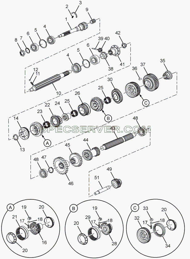 GEAR SHAFT AND GEAR для LPT 613/34 WB Euro III (список запасных частей)