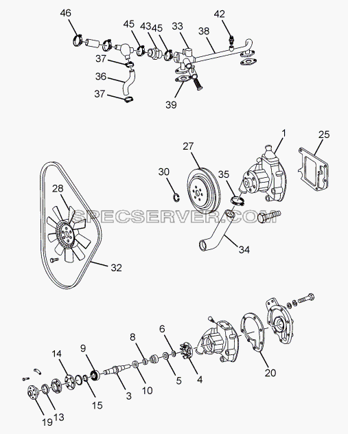 WATER PUMP для LPT 613/34 WB Euro III (список запасных частей)