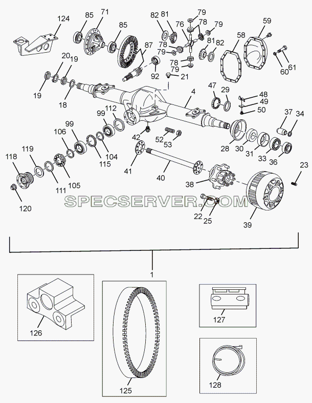 REAR AXLE для LPT 613/34 WB Euro III (список запасных частей)