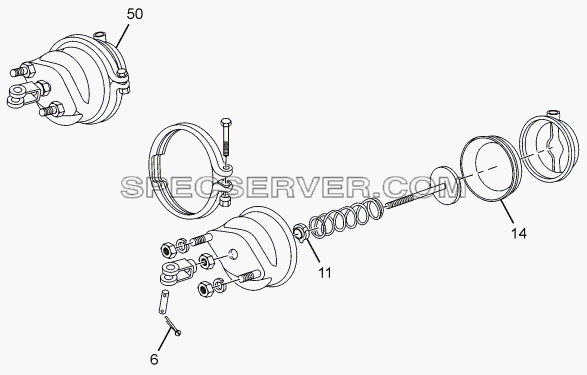 FRONT BRAKE CHAMBER для LPT 613/34 WB Euro III (список запасных частей)