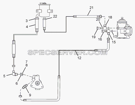 POWER STEERING PIPELINES для LPT 613/34 WB Euro III (список запасных частей)
