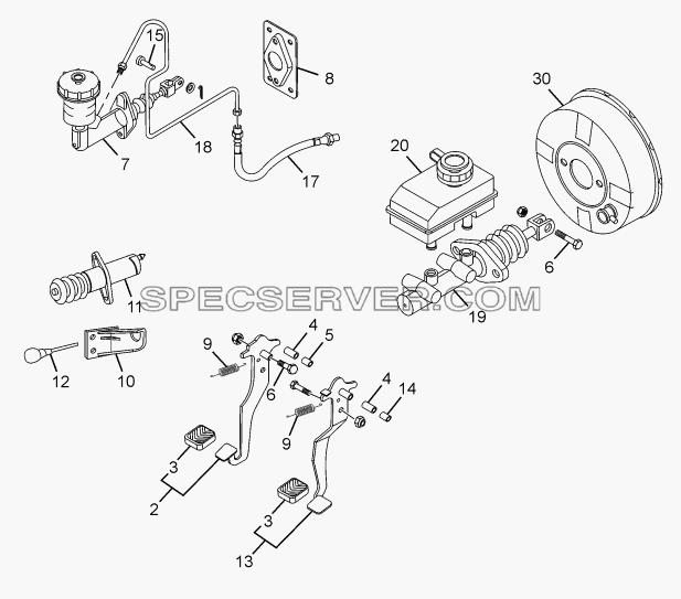 CLUTCH/BRAKE PEDALS для SFC 407 LHD Euro II (список запасных частей)