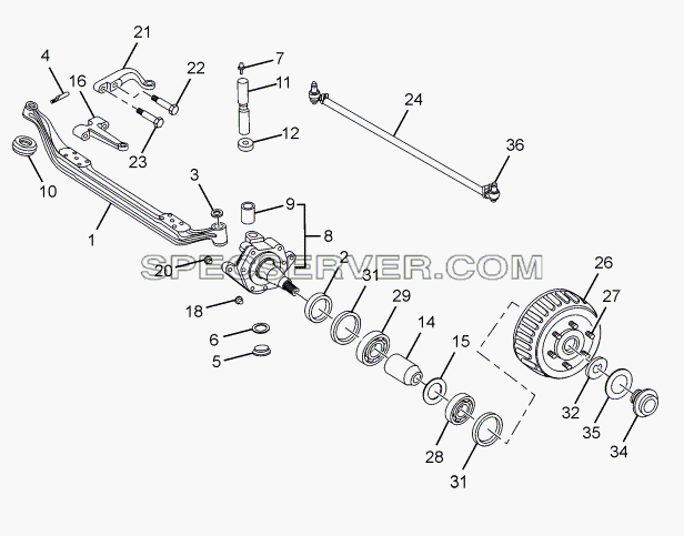 FRONT AXLE для SFC 407 LHD Euro II (список запасных частей)