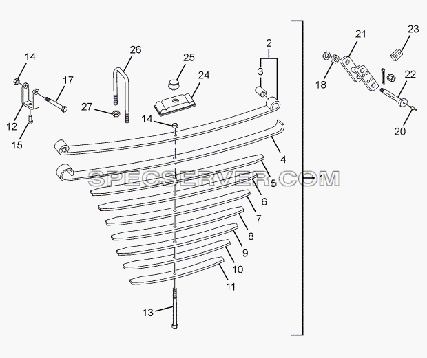 FRONT SPRING AND SUSPENSION для SFC 407 LHD Euro II (список запасных частей)