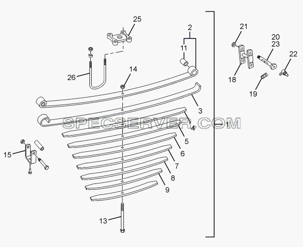 REAR SPRING AND SUSPENSION для SFC 407 LHD Euro II (список запасных частей)