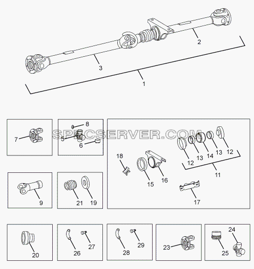 PROPELLER SHAFT для SFC 407 LHD Euro II (список запасных частей)