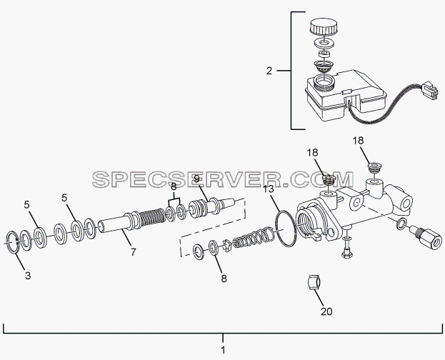 TANDEM MASTER CYLINDER для SFC 407 LHD Euro II (список запасных частей)