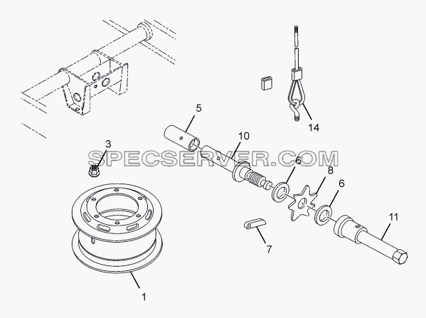 WHEEL AND SPARE WHEEL CARRIER для SFC 407 LHD Euro II (список запасных частей)