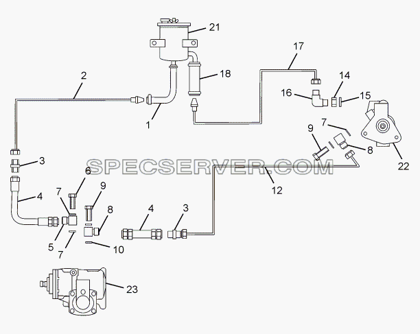 POWER STEERING COMPONENT & PIPE LINES 357171, 357172, 357173 для SFC 407 LHD Euro II (список запасных частей)