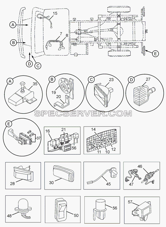 ELECTRICAL EQUIPMENTS 357171 для SFC 407 LHD Euro II (список запасных частей)