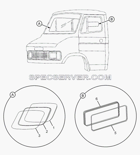WIND SHIELD GLASS 357171, 357172, 357175, 357174 для SFC 407 LHD Euro II (список запасных частей)