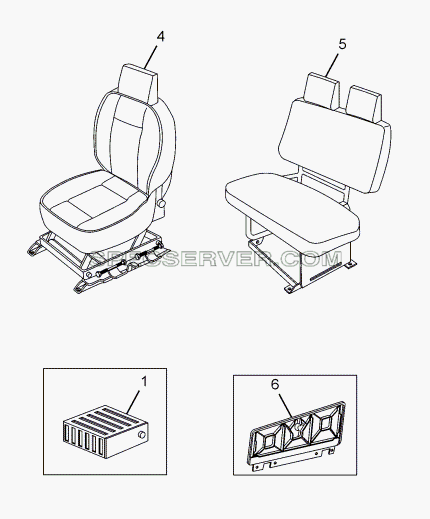 DRIVER AND CO-DRIVER SEAT357175, 357174 для SFC 407 LHD Euro II (список запасных частей)
