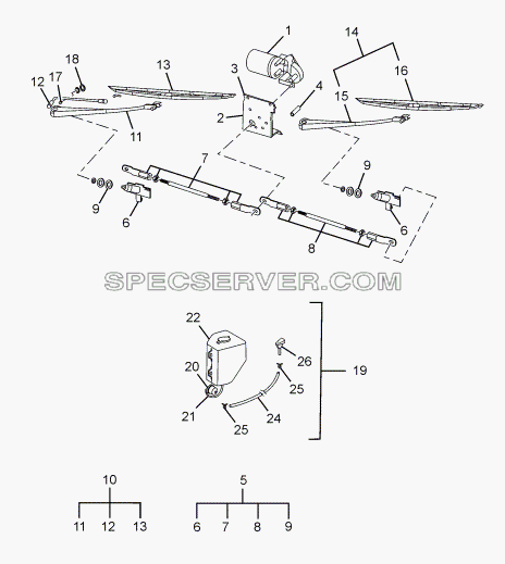 WINDSHIELD WIPING AND WASHING SYSTEM для SFC 407 LHD Euro II (список запасных частей)
