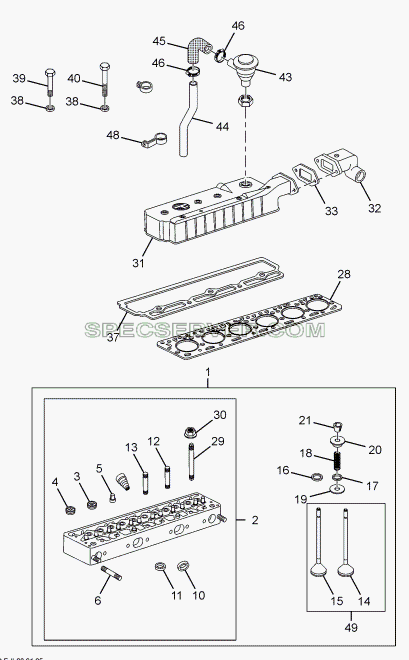 CYLINDER HEAD AND COVER для LPT 613 LHD EURO II (список запасных частей)